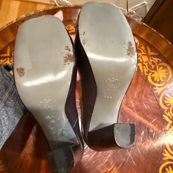 Catherine Malandrino Burgundy Leather Pleated Platform 5”Heel Size 38.5/8.5 $545 - Picture 3 of 10